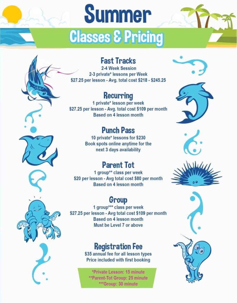 pricing flyer for swimkids utah
